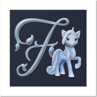 Monogram F Custom Unicorn Posters and Art